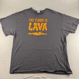 Delta Pro Weight T Shirt Mens 2XL Gray Graphic The Floor is Lava Funny Game Show